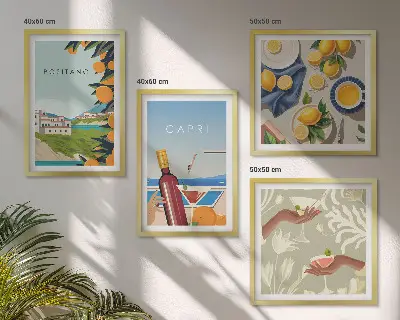 Komplet slika za spavaću sobu motiv talijanskih limuna na Capriju