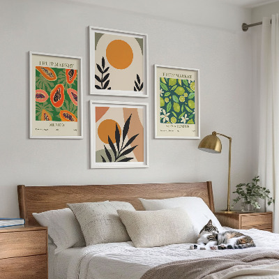 Komplet slika za spavaću sobu Boho uzorci voća papaje