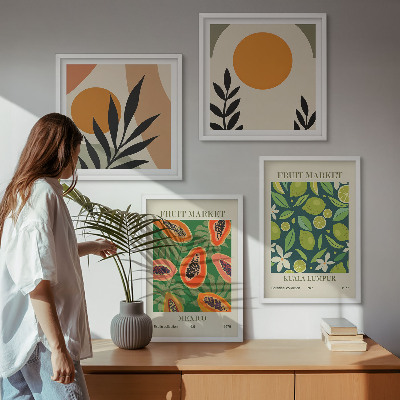 Komplet slika za spavaću sobu Boho uzorci voća papaje