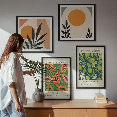 Komplet slika za spavaću sobu Boho uzorci voća papaje