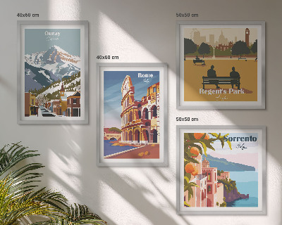 Set 4 slike u okviru Retro ilustracije poznatih mjesta