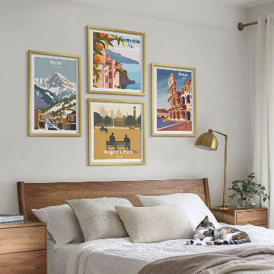 Set 4 slike u okviru Retro ilustracije poznatih mjesta
