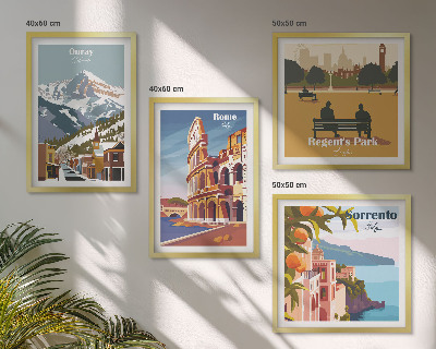 Set 4 slike u okviru Retro ilustracije poznatih mjesta