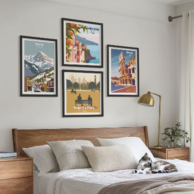 Set 4 slike u okviru Retro ilustracije poznatih mjesta