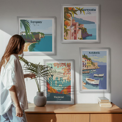 Dekorativni komplet slika za zid Retro prikazi gradova diljem svijeta