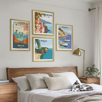 Dekorativni komplet slika za zid Retro prikazi gradova diljem svijeta
