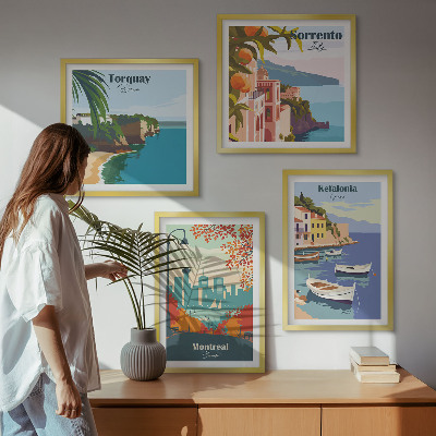 Dekorativni komplet slika za zid Retro prikazi gradova diljem svijeta