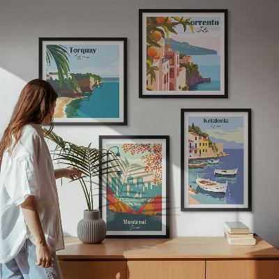 Dekorativni komplet slika za zid Retro prikazi gradova diljem svijeta