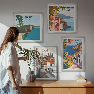 Komplet slika za spavaću sobu Retro ilustracije svjetskih gradova