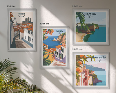 Komplet slika za spavaću sobu Retro ilustracije svjetskih gradova