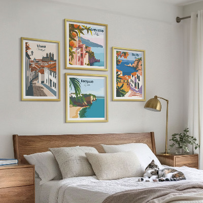Komplet slika za spavaću sobu Retro ilustracije svjetskih gradova