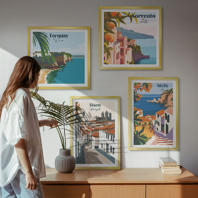 Komplet slika za spavaću sobu Retro ilustracije svjetskih gradova