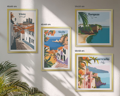 Komplet slika za spavaću sobu Retro ilustracije svjetskih gradova