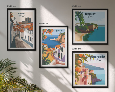 Komplet slika za spavaću sobu Retro ilustracije svjetskih gradova