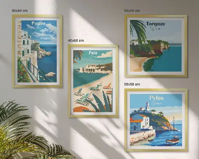 Dekorativni komplet slika za zid Turistički primorski krajolici