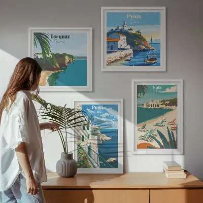 Dekorativni komplet slika za zid Turistički primorski krajolici
