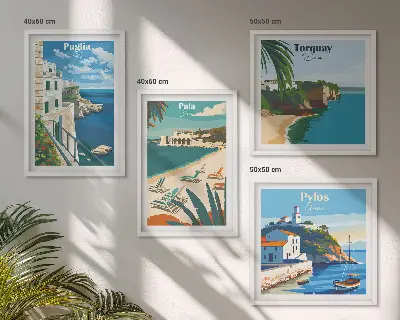 Dekorativni komplet slika za zid Turistički primorski krajolici
