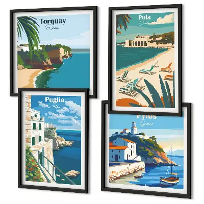Dekorativni komplet slika za zid Turistički primorski krajolici