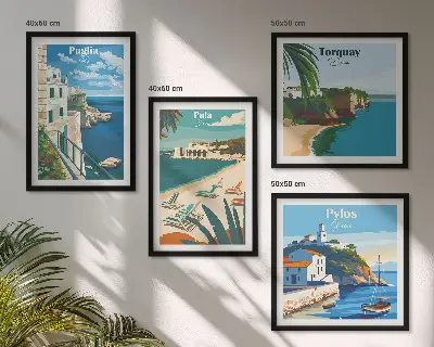 Dekorativni komplet slika za zid Turistički primorski krajolici