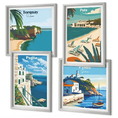 Dekorativni komplet slika za zid Turistički primorski krajolici