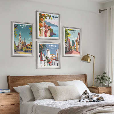 Dekorativni komplet slika za zid Europski gradovi u ilustracijama u boji