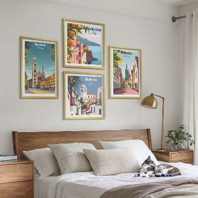 Dekorativni komplet slika za zid Europski gradovi u ilustracijama u boji