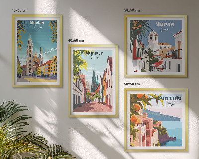 Dekorativni komplet slika za zid Europski gradovi u ilustracijama u boji