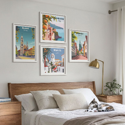 Dekorativni komplet slika za zid Europski gradovi u ilustracijama u boji