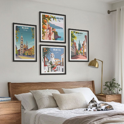 Dekorativni komplet slika za zid Europski gradovi u ilustracijama u boji
