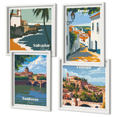 Dekorativni komplet slika za zid Retro gradska grafika