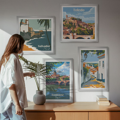 Dekorativni komplet slika za zid Retro gradska grafika
