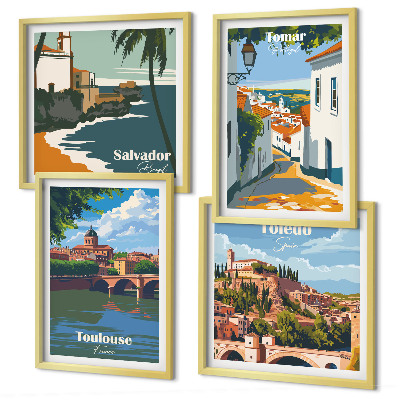 Dekorativni komplet slika za zid Retro gradska grafika