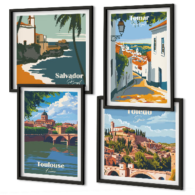 Dekorativni komplet slika za zid Retro gradska grafika