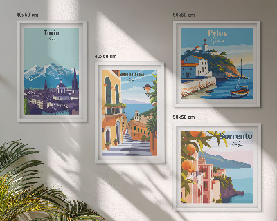 Dekorativni komplet slika za zid Šarene ilustracije retro gradova