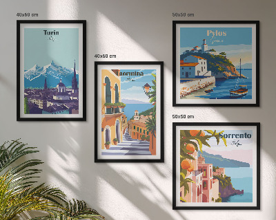 Dekorativni komplet slika za zid Šarene ilustracije retro gradova