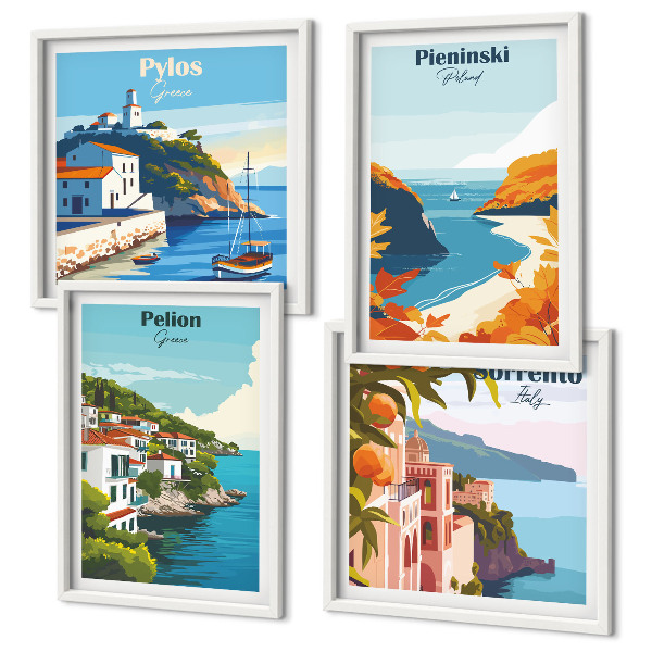 Komplet slika za spavaću sobu Retro pejzaži u slikovitom stilu