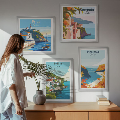 Komplet slika za spavaću sobu Retro pejzaži u slikovitom stilu