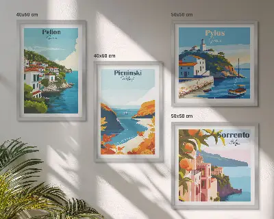 Komplet slika za spavaću sobu Retro pejzaži u slikovitom stilu