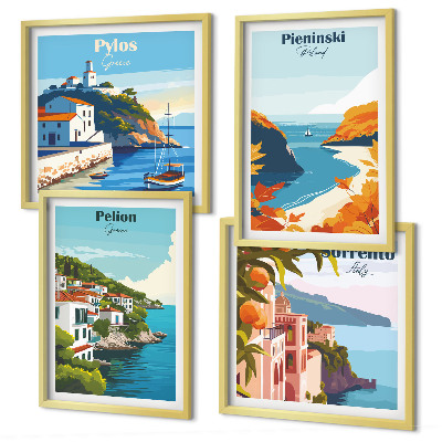 Komplet slika za spavaću sobu Retro pejzaži u slikovitom stilu