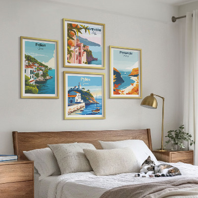 Komplet slika za spavaću sobu Retro pejzaži u slikovitom stilu
