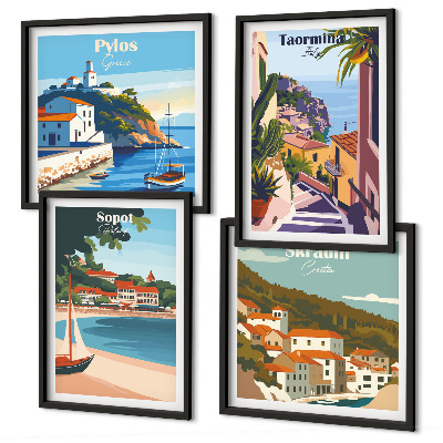 Set 4 slike u okviru Ilustracije primorskog grada
