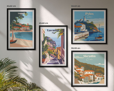 Set 4 slike u okviru Ilustracije primorskog grada