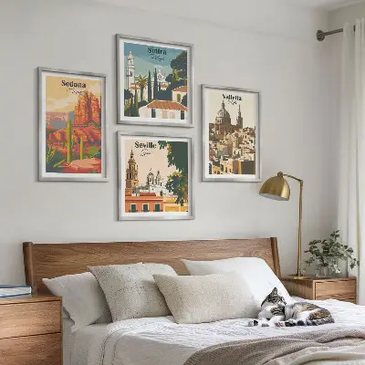 Dekorativni komplet zidnih slika retro gradski pejzaži Sedone i Sintre