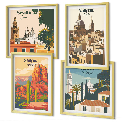 Dekorativni komplet slika za zid Retro gradski pejzaži Sedone Sintre