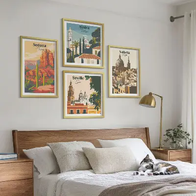 Dekorativni komplet zidnih slika retro gradski pejzaži Sedone i Sintre