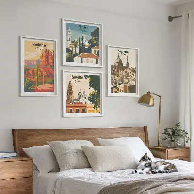 Dekorativni komplet zidnih slika retro gradski pejzaži Sedone i Sintre