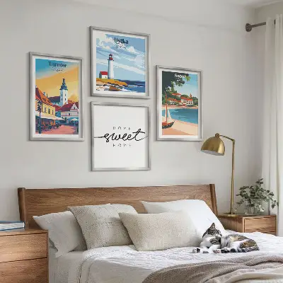 Set od 4 slike u okviru poljski gradovi Ustka Tarnów i Sopot