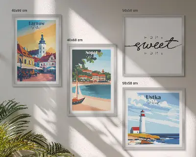 Set od 4 slike u okviru poljski gradovi Ustka Tarnów i Sopot