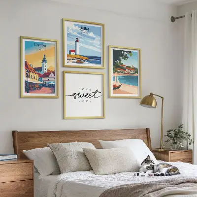 Set od 4 slike u okviru poljski gradovi Ustka Tarnów i Sopot
