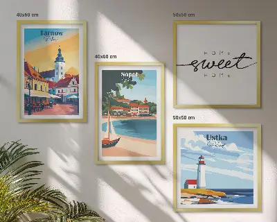 Set od 4 slike u okviru poljski gradovi Ustka Tarnów i Sopot